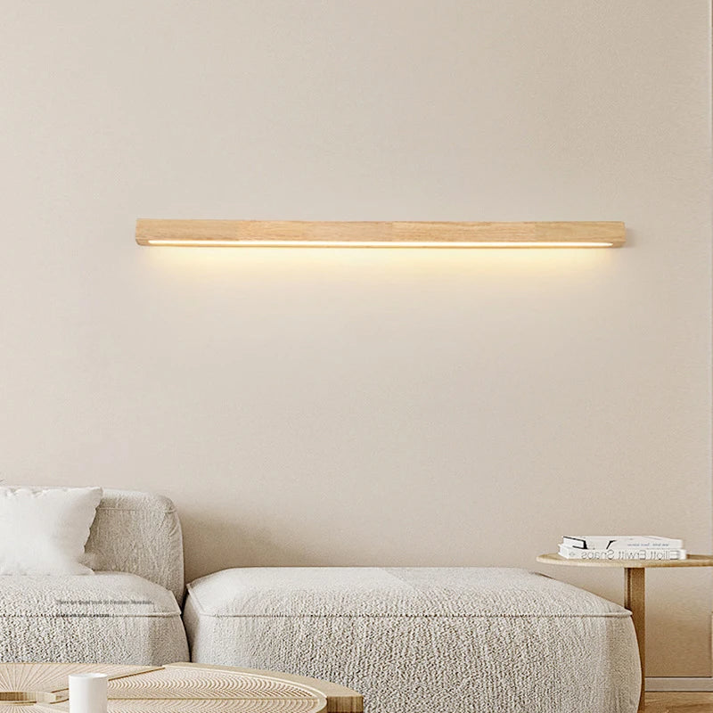 Wood Long Mirror Bathroom Wall Light-Lighting > Wall Lights-casanuva-casanuva