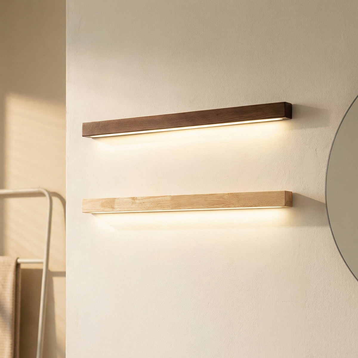 Wood Long Mirror Bathroom Wall Light-Lighting > Wall Lights-casanuva-casanuva