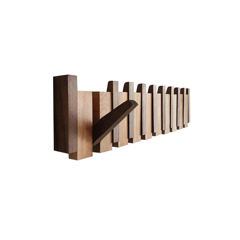 Wood Wall Hook Rack with Foldable Hooks Natural Finish-Home Decor > Decorative Accessories-casanuva-casanuva
