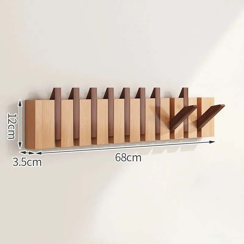 Wood Wall Hook Rack with Foldable Hooks Natural Finish-Home Decor > Decorative Accessories-casanuva-Mix-1 5cm-casanuva