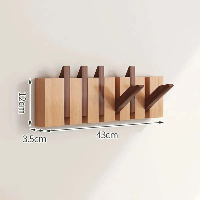 Wood Wall Hook Rack with Foldable Hooks Natural Finish-Home Decor > Decorative Accessories-casanuva-Mix-6 Hooks 43x12cm-casanuva