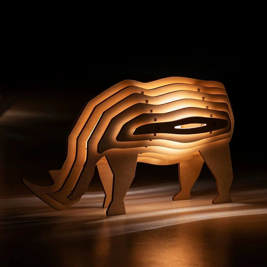 Wooden Animal Night Light-Lighting > Ambient Lighting-casanuva-Rhino-casanuva