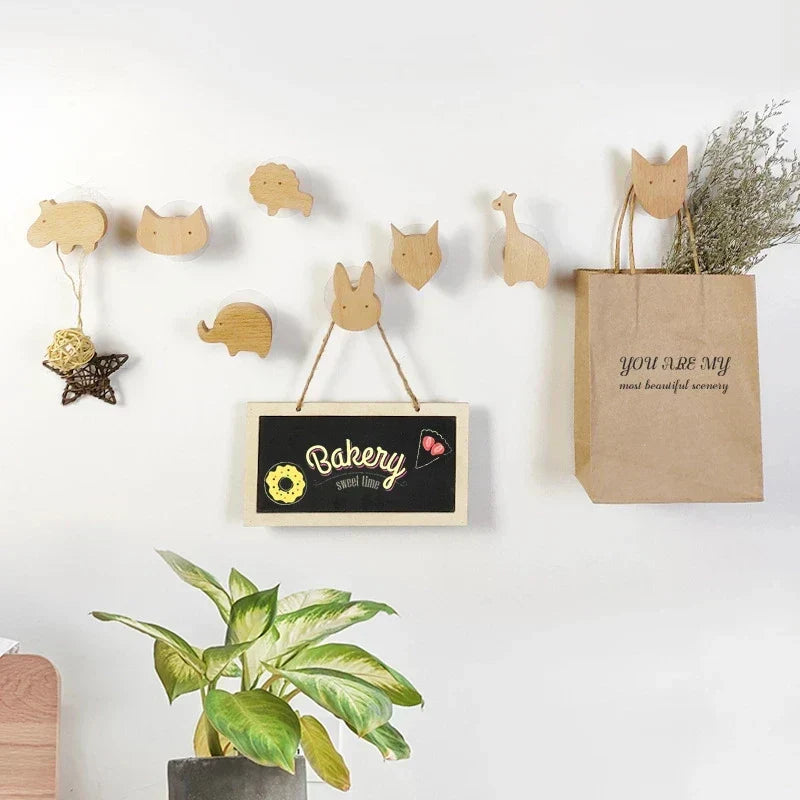 Wooden Animal Wall Hooks Coat Rack Adhesive Hook Set-Home Decor > Decorative Accessories-casanuva-casanuva