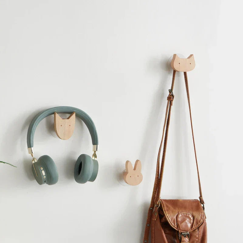 Wooden Animal Wall Hooks Coat Rack Adhesive Hook Set-Home Decor > Decorative Accessories-casanuva-casanuva