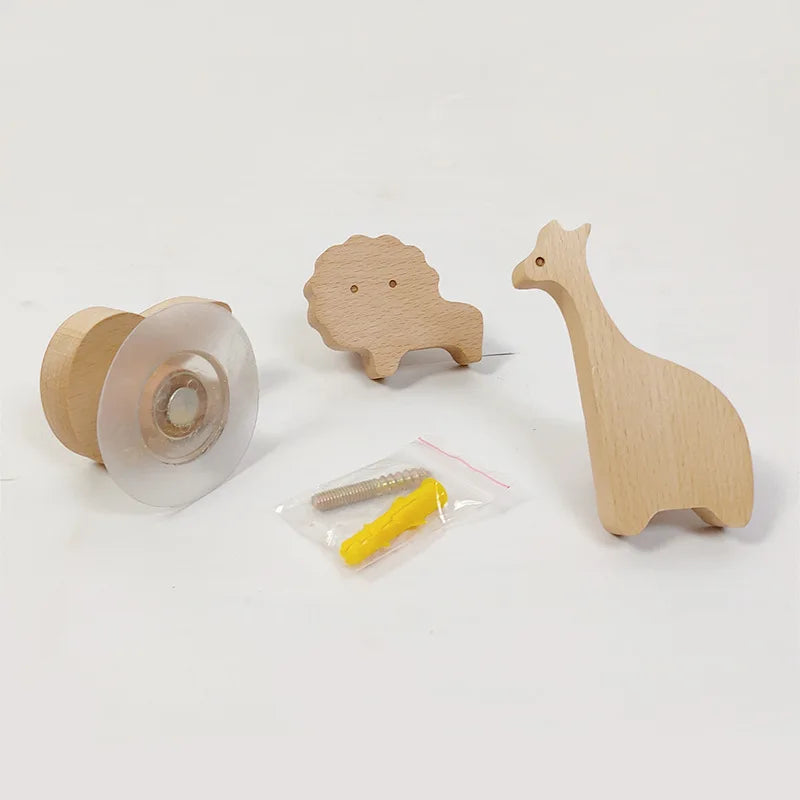 Wooden Animal Wall Hooks Coat Rack Adhesive Hook Set-Home Decor > Decorative Accessories-casanuva-casanuva