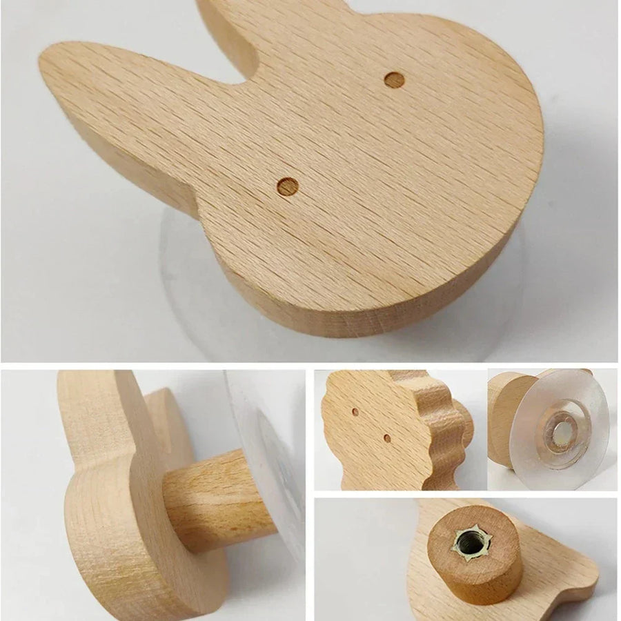 Wooden Animal Wall Hooks Coat Rack Adhesive Hook Set-Home Decor > Decorative Accessories-casanuva-casanuva