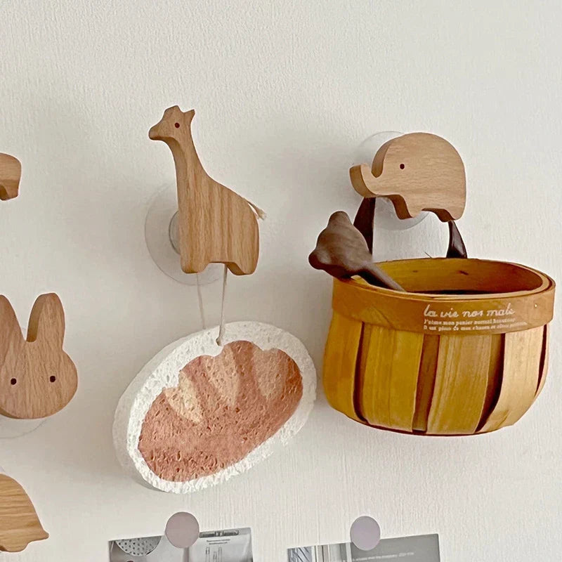 Wooden Animal Wall Hooks Coat Rack Adhesive Hook Set-Home Decor > Decorative Accessories-casanuva-Elephant-casanuva