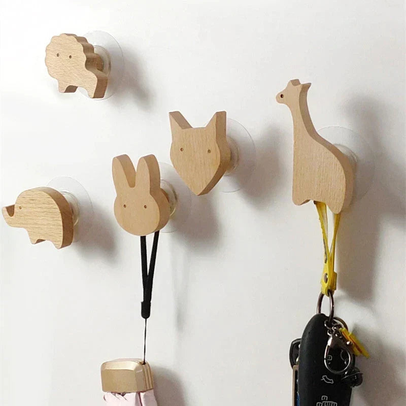 Wooden Animal Wall Hooks Coat Rack Adhesive Hook Set-Home Decor > Decorative Accessories-casanuva-Fox-casanuva