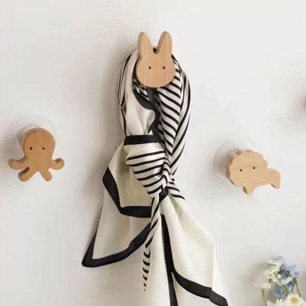 Wooden Animal Wall Hooks Coat Rack Adhesive Hook Set-Home Decor > Decorative Accessories-casanuva-Rabbit-casanuva
