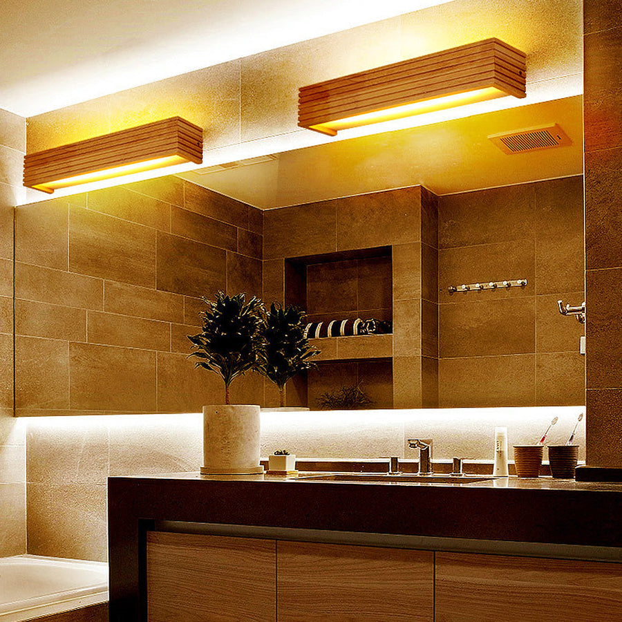 Wooden Bathroom Mirror Wall Light-Lighting > Wall Lights-casanuva-casanuva