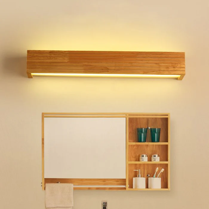 Wooden Bathroom Mirror Wall Light-Lighting > Wall Lights-casanuva-Wood-D45*H8CM-Warm Light-casanuva