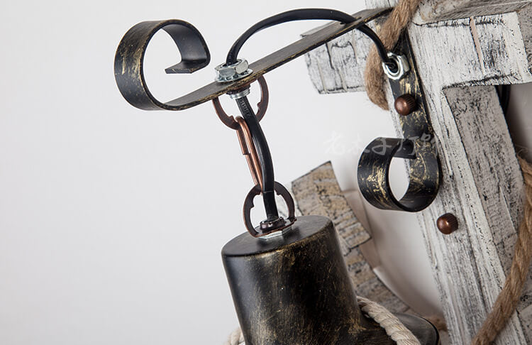 Wooden Boat Anchor Wall Sconce Lamp 1-Light Industrial Vintage Design-Lighting > Wall Lights-casanuva-casanuva