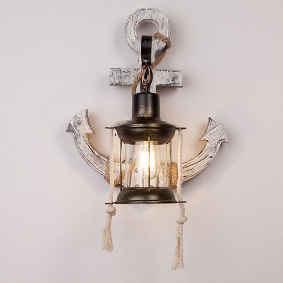 Wooden Boat Anchor Wall Sconce Lamp 1-Light Industrial Vintage Design-Lighting > Wall Lights-casanuva-220V-240V-casanuva