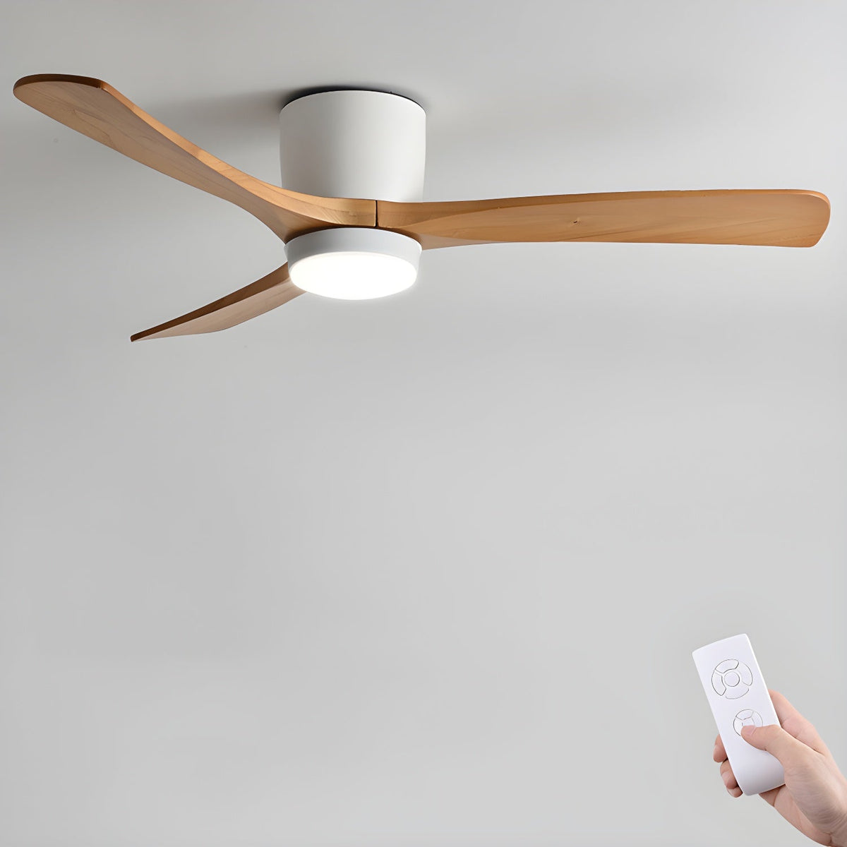 Wooden Ceiling Fan Light Nordic Style-Lighting > Ceiling Lights-casanuva-107cmx28cm-White+Natural Wood-Warm Light-casanuva
