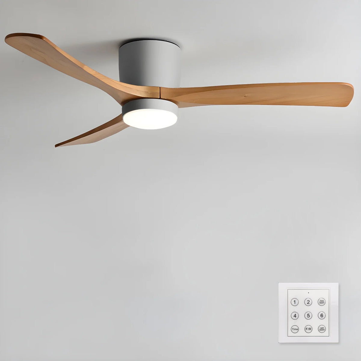 Wooden Ceiling Fan Light Nordic Style-Lighting > Ceiling Lights-casanuva-122cmx28cm-Gray & Natural Wood-3-Color Changeable-casanuva