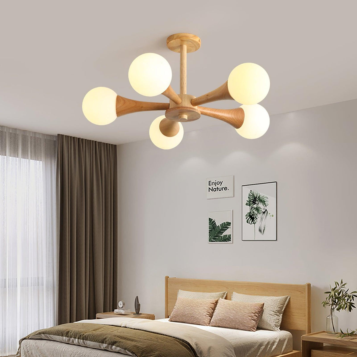 Wooden Chandelier with Natural Finish-Lighting > Chandeliers & Pendant Lights-casanuva-casanuva