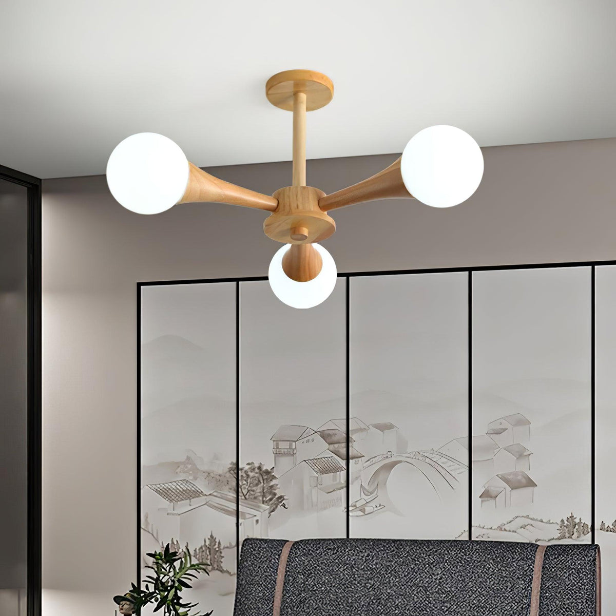 Wooden Chandelier with Natural Finish-Lighting > Chandeliers & Pendant Lights-casanuva-casanuva