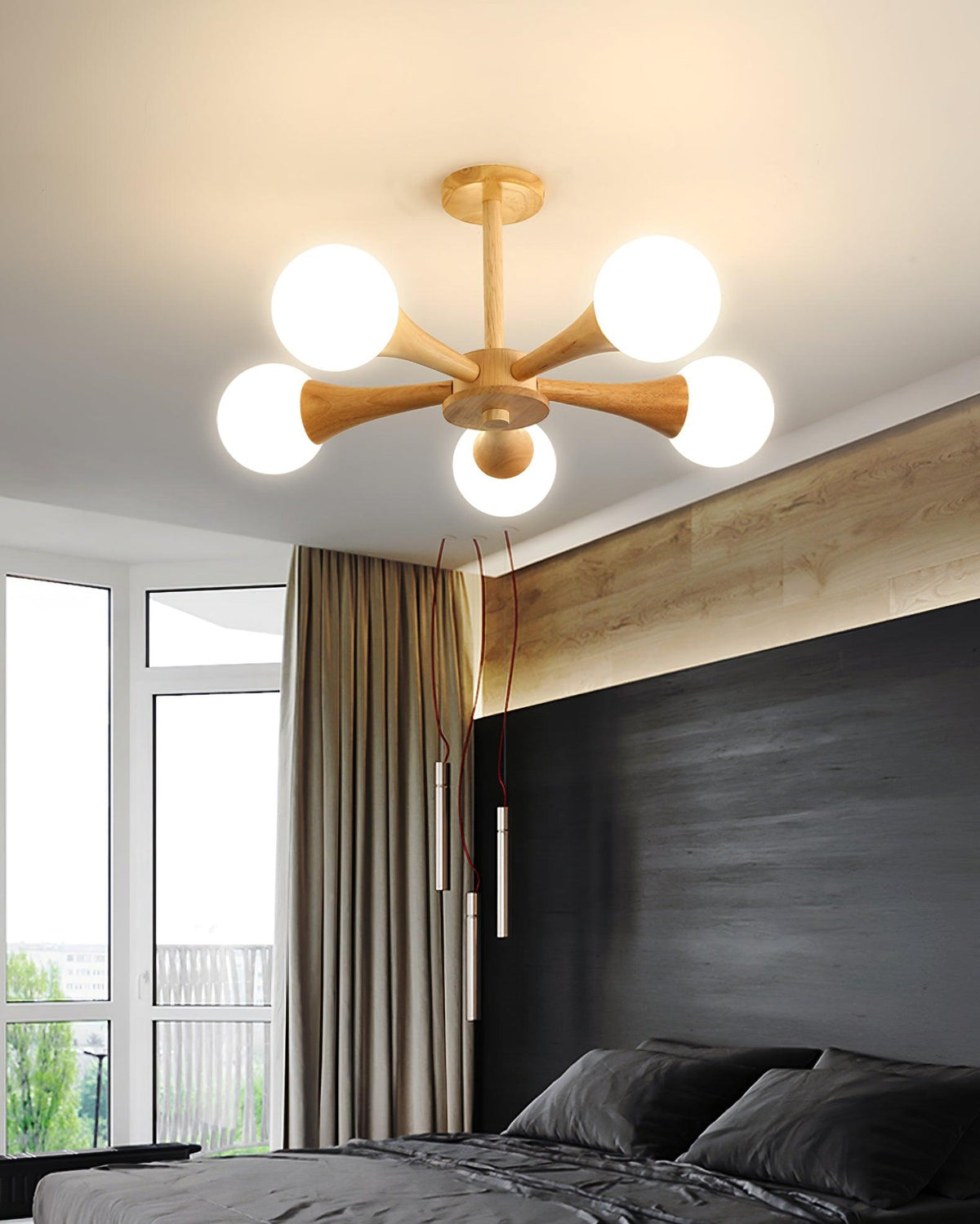 Wooden Chandelier with Natural Finish-Lighting > Chandeliers & Pendant Lights-casanuva-casanuva