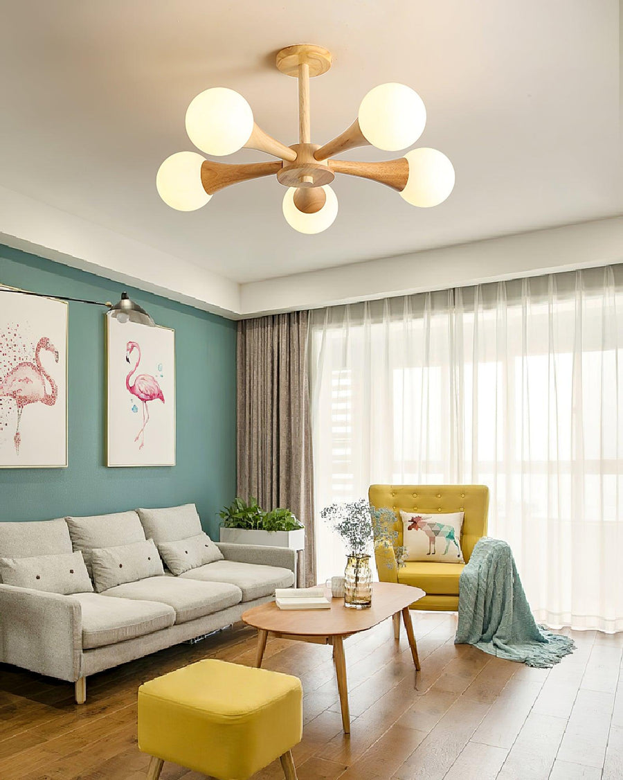 Wooden Chandelier with Natural Finish-Lighting > Chandeliers & Pendant Lights-casanuva-casanuva