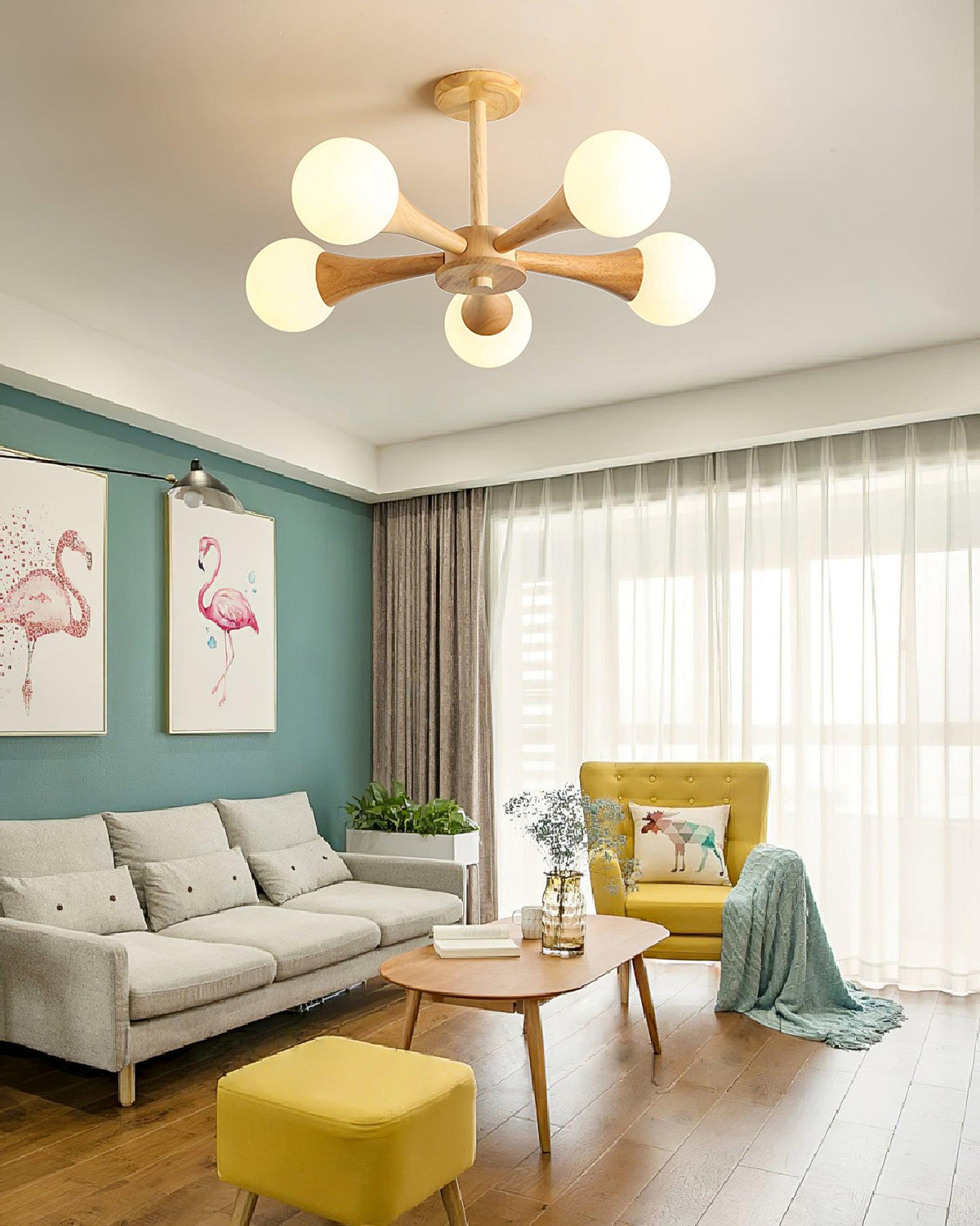 Wooden Chandelier with Natural Finish-Lighting > Chandeliers & Pendant Lights-casanuva-casanuva