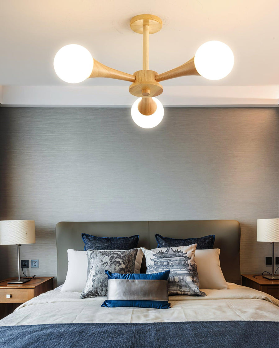 Wooden Chandelier with Natural Finish-Lighting > Chandeliers & Pendant Lights-casanuva-casanuva