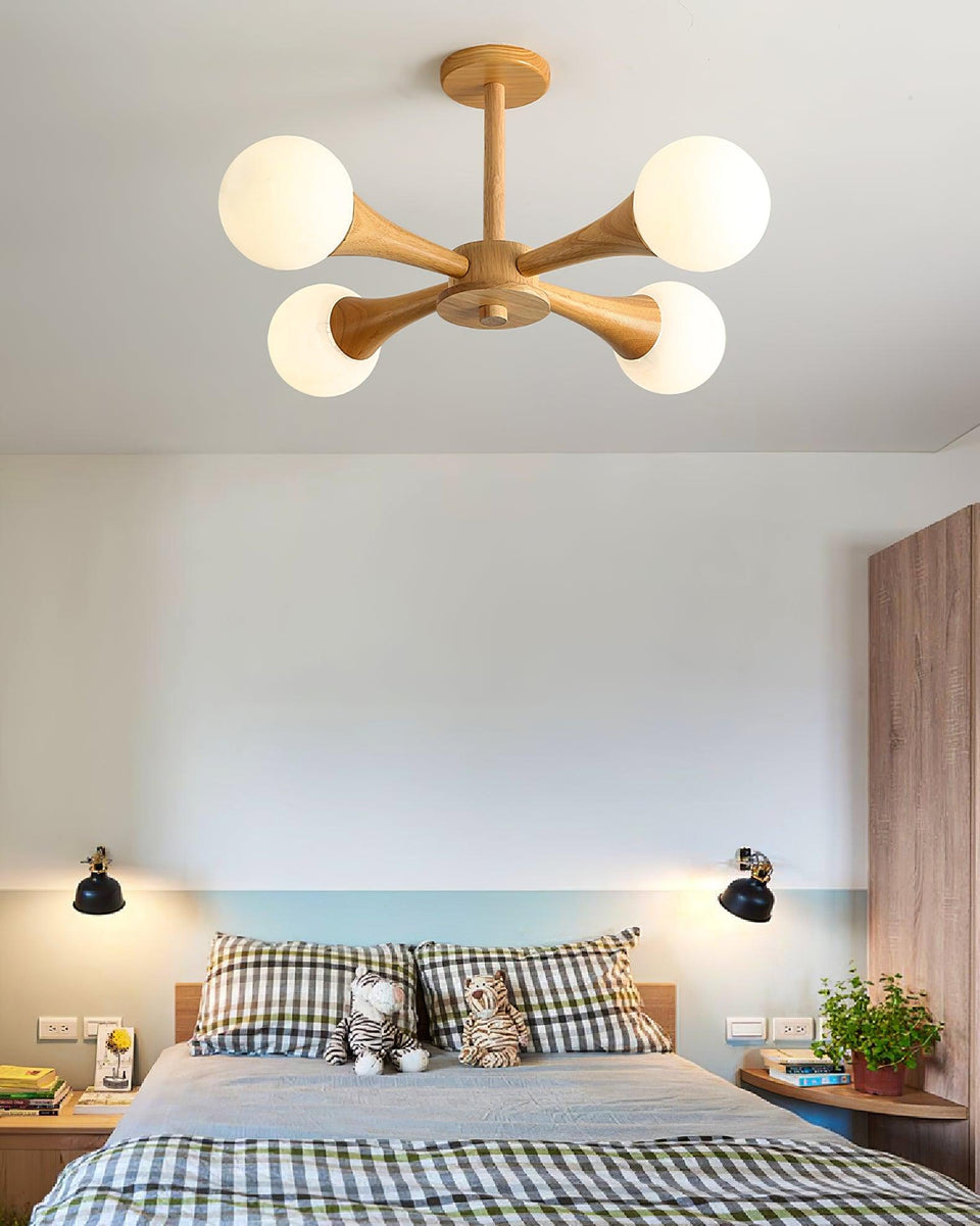 Wooden Chandelier with Natural Finish-Lighting > Chandeliers & Pendant Lights-casanuva-casanuva