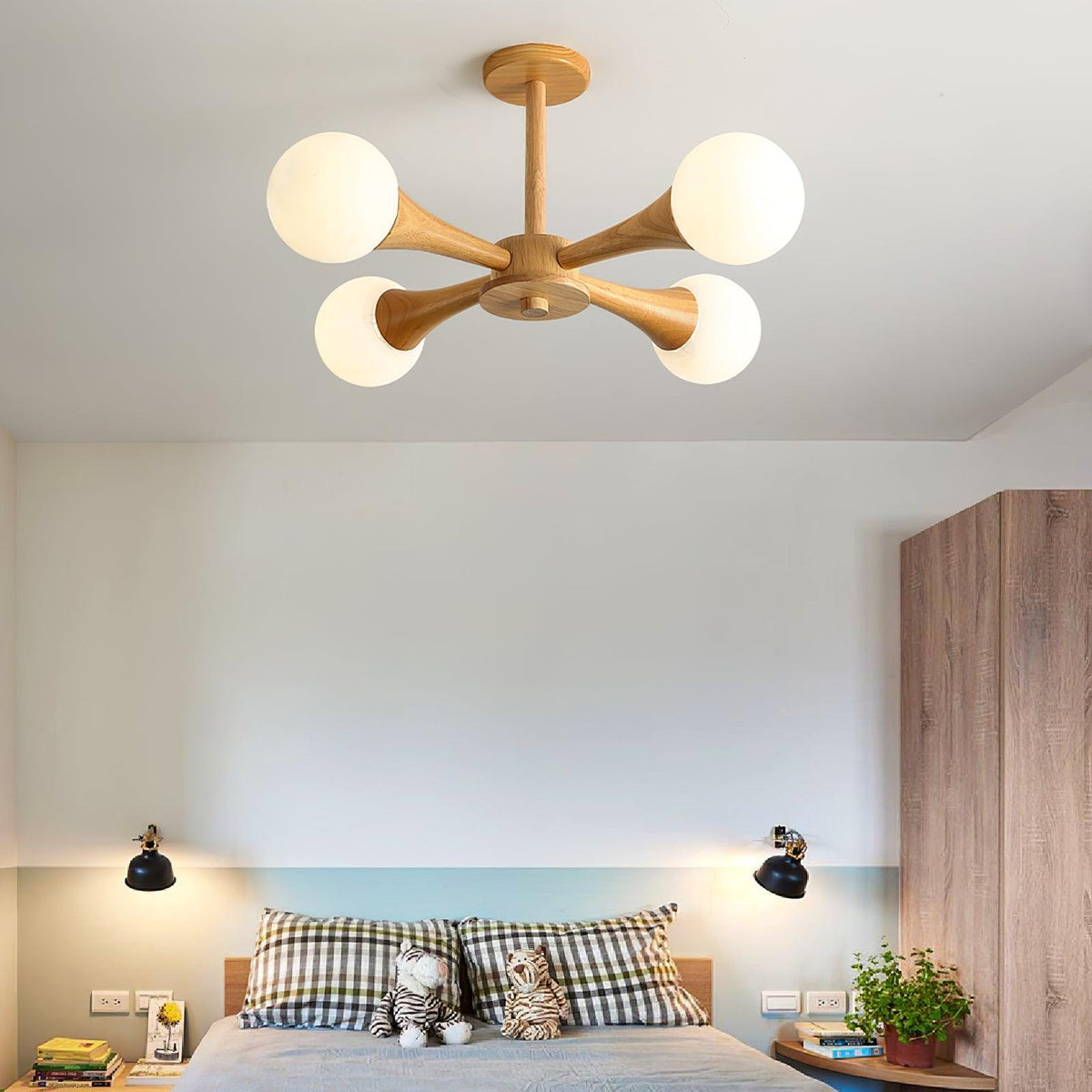 Wooden Chandelier with Natural Finish-Lighting > Chandeliers & Pendant Lights-casanuva-casanuva