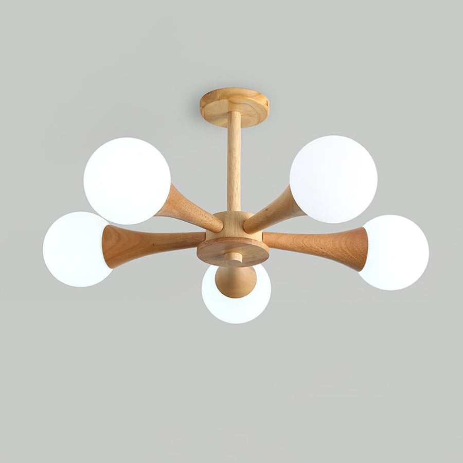 Wooden Chandelier with Natural Finish-Lighting > Chandeliers & Pendant Lights-casanuva-casanuva