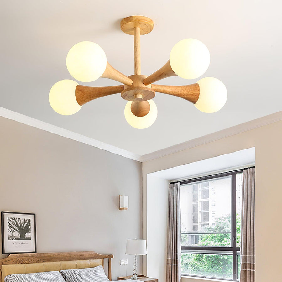 Wooden Chandelier with Natural Finish-Lighting > Chandeliers & Pendant Lights-casanuva-casanuva