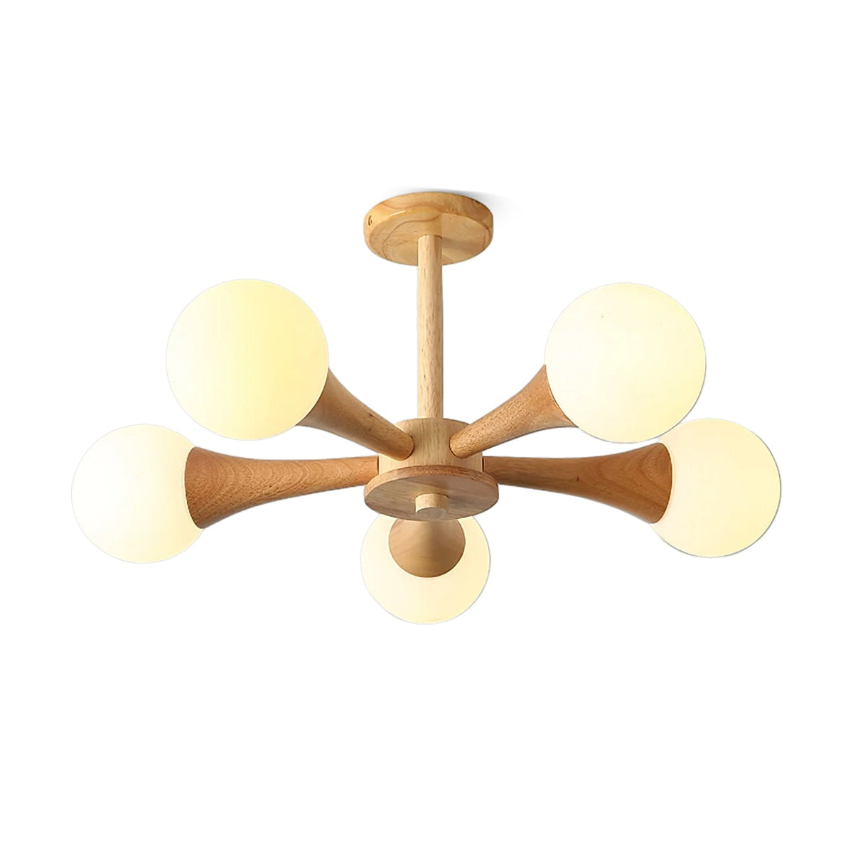 Wooden Chandelier with Natural Finish-Lighting > Chandeliers & Pendant Lights-casanuva-casanuva
