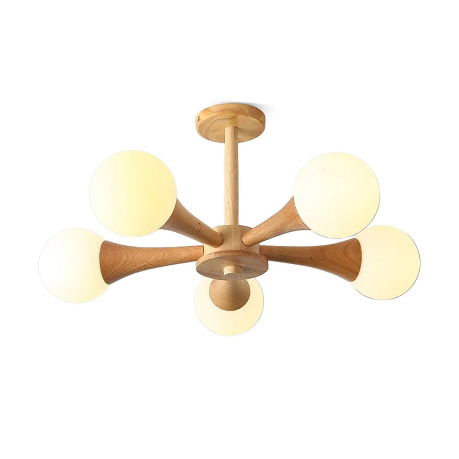 Wooden Chandelier with Natural Finish-Lighting > Chandeliers & Pendant Lights-casanuva-casanuva