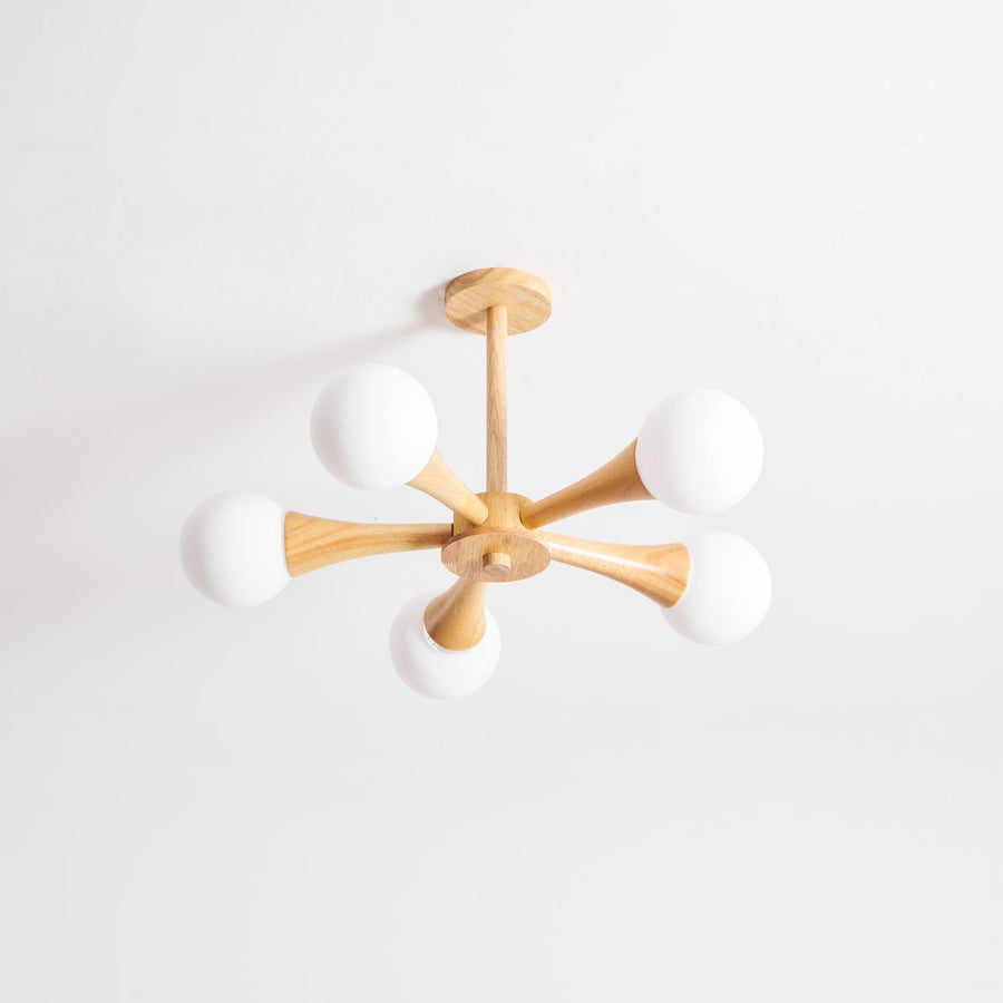Wooden Chandelier with Natural Finish-Lighting > Chandeliers & Pendant Lights-casanuva-casanuva