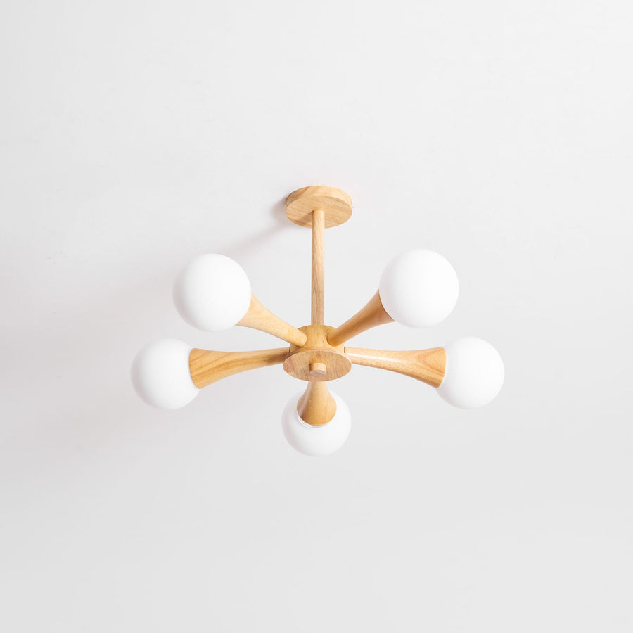 Wooden Chandelier with Natural Finish-Lighting > Chandeliers & Pendant Lights-casanuva-casanuva