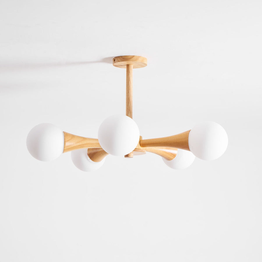Wooden Chandelier with Natural Finish-Lighting > Chandeliers & Pendant Lights-casanuva-casanuva
