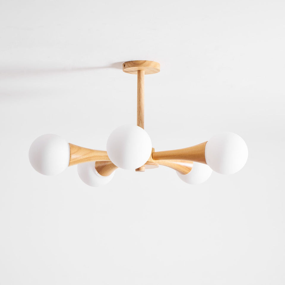 Wooden Chandelier with Natural Finish-Lighting > Chandeliers & Pendant Lights-casanuva-casanuva