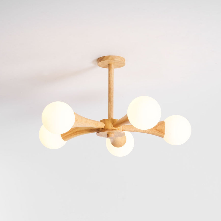 Wooden Chandelier with Natural Finish-Lighting > Chandeliers & Pendant Lights-casanuva-casanuva