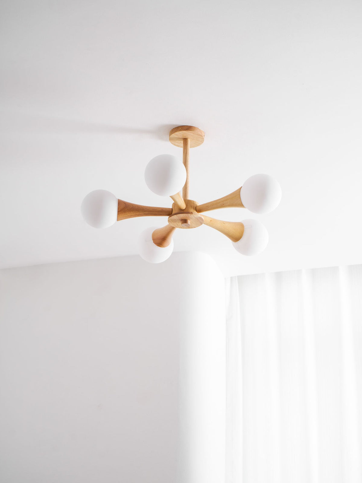 Wooden Chandelier with Natural Finish-Lighting > Chandeliers & Pendant Lights-casanuva-casanuva