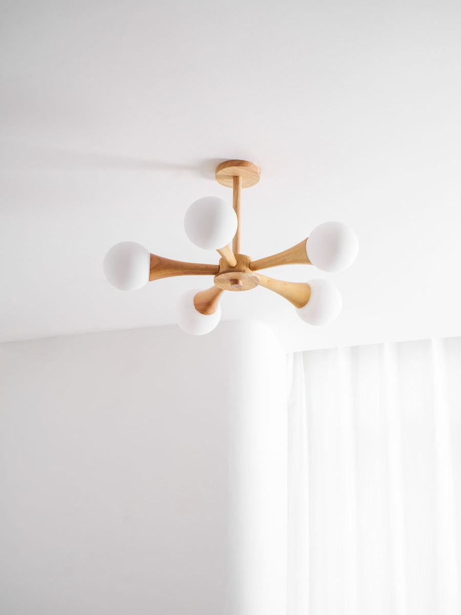 Wooden Chandelier with Natural Finish-Lighting > Chandeliers & Pendant Lights-casanuva-casanuva