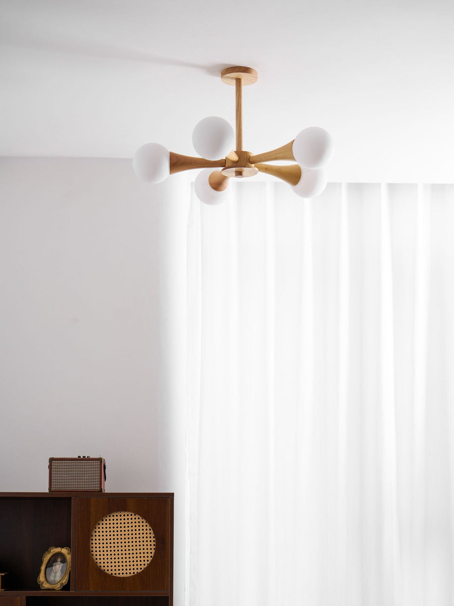 Wooden Chandelier with Natural Finish-Lighting > Chandeliers & Pendant Lights-casanuva-casanuva