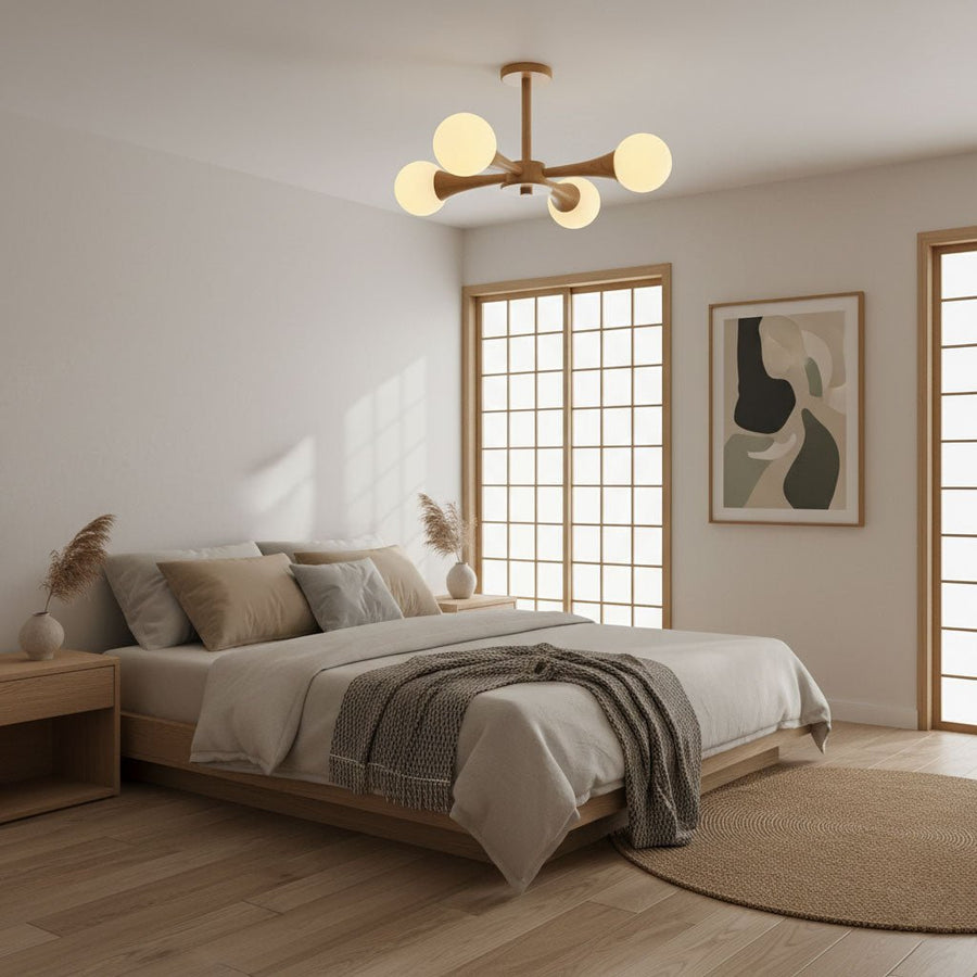 Wooden Chandelier with Natural Finish-Lighting > Chandeliers & Pendant Lights-casanuva-casanuva