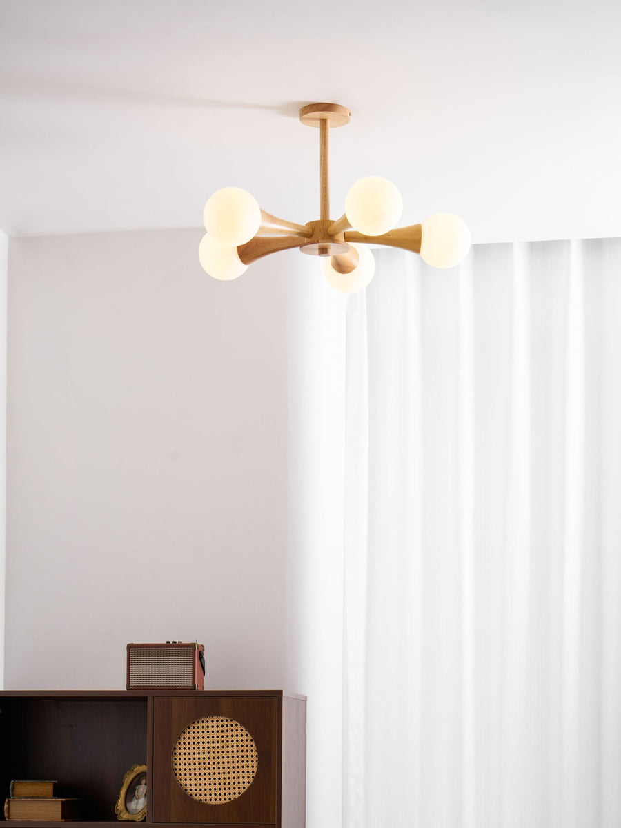Wooden Chandelier with Natural Finish-Lighting > Chandeliers & Pendant Lights-casanuva-casanuva