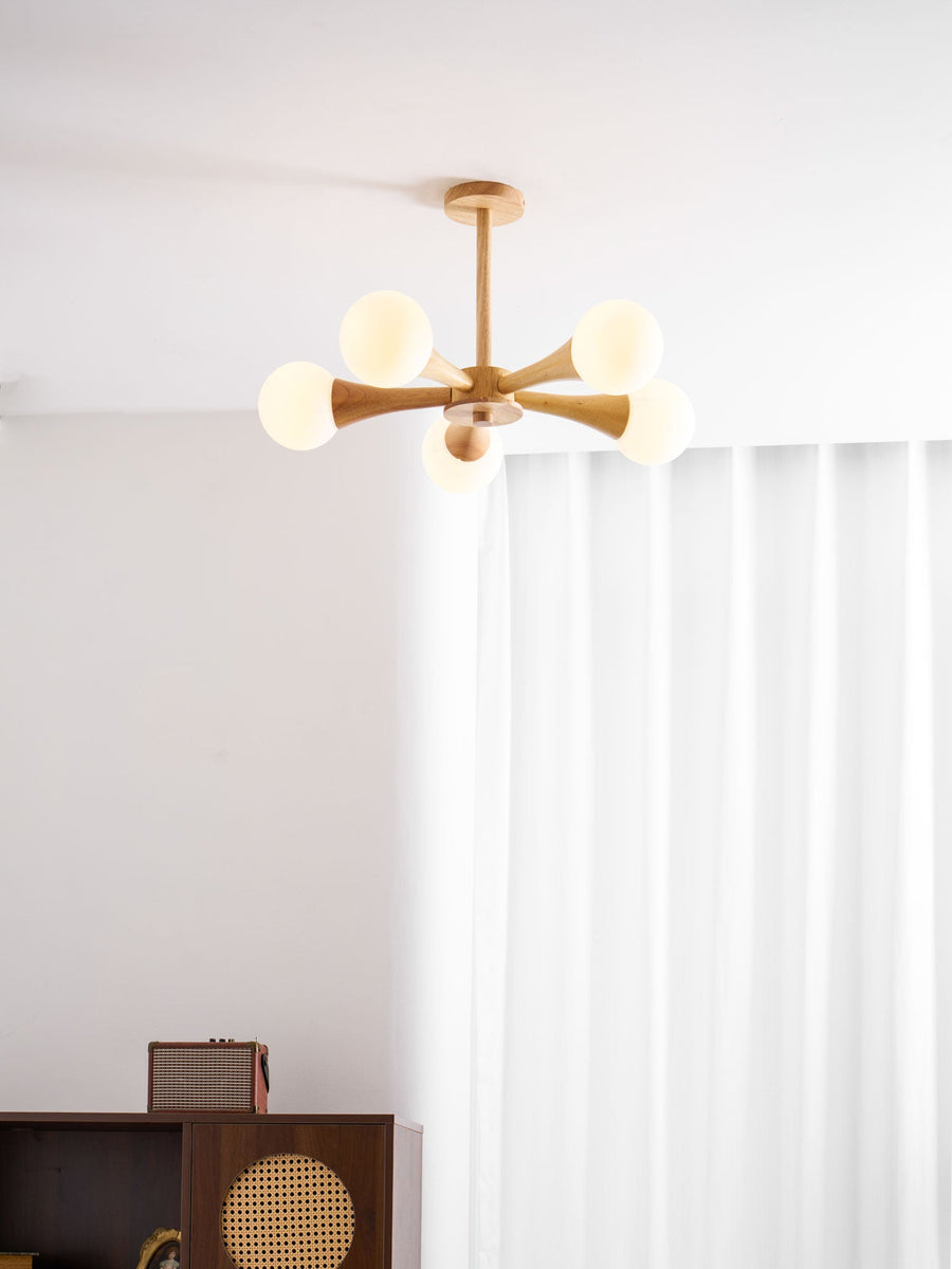 Wooden Chandelier with Natural Finish-Lighting > Chandeliers & Pendant Lights-casanuva-casanuva