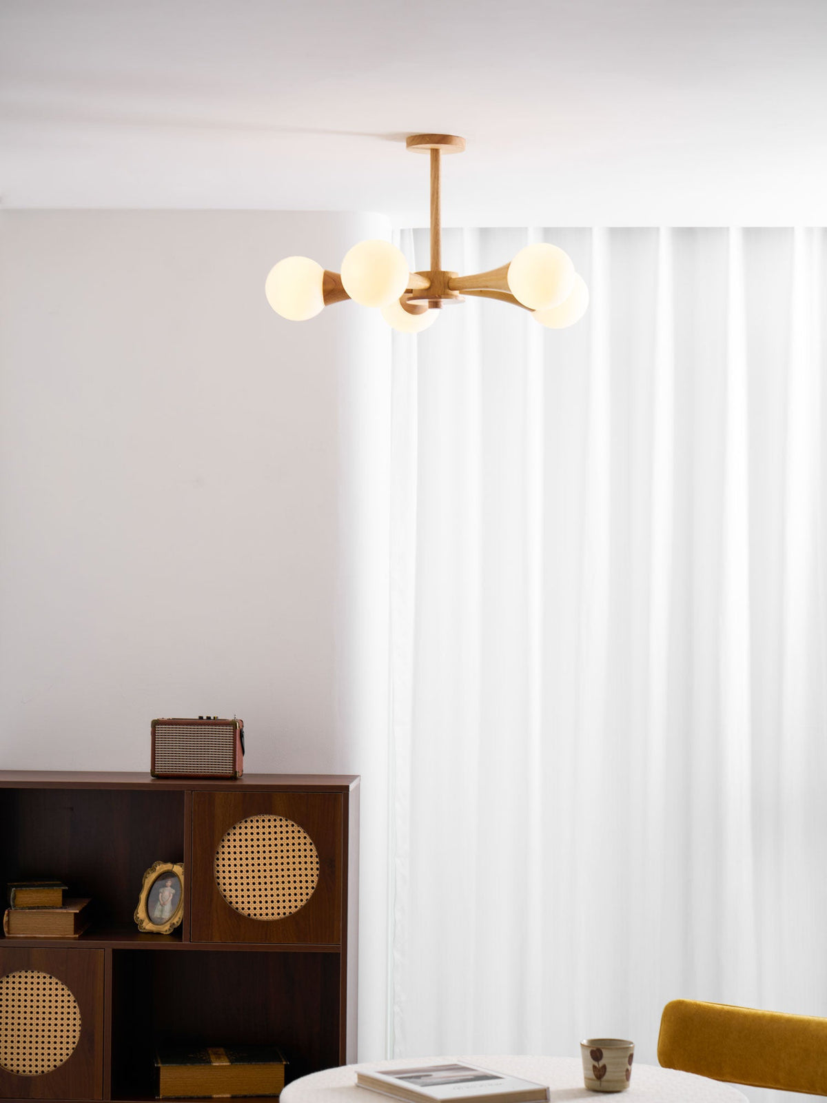 Wooden Chandelier with Natural Finish-Lighting > Chandeliers & Pendant Lights-casanuva-casanuva
