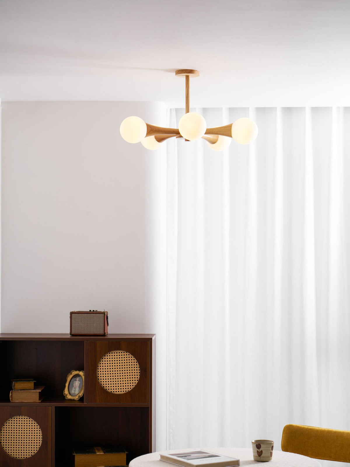 Wooden Chandelier with Natural Finish-Lighting > Chandeliers & Pendant Lights-casanuva-casanuva