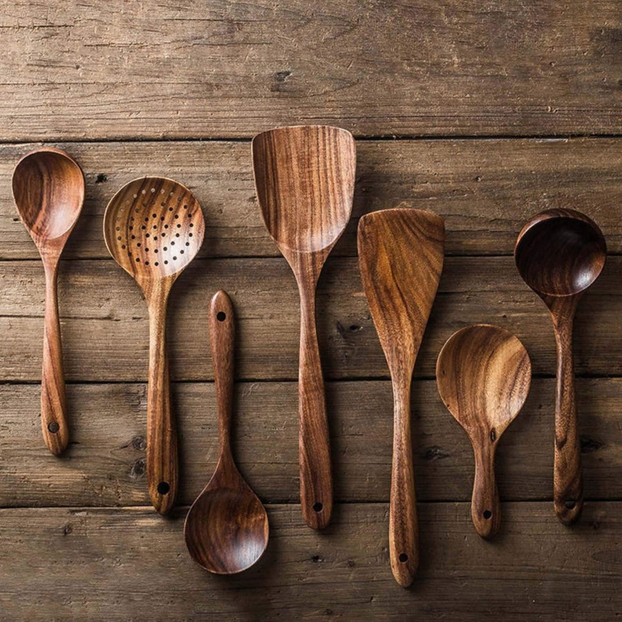 Wooden Cooking Utensil Set Handmade Teak Touch Premium Quality-Kitchen & Dining > Cooking Utensils-casanuva-casanuva