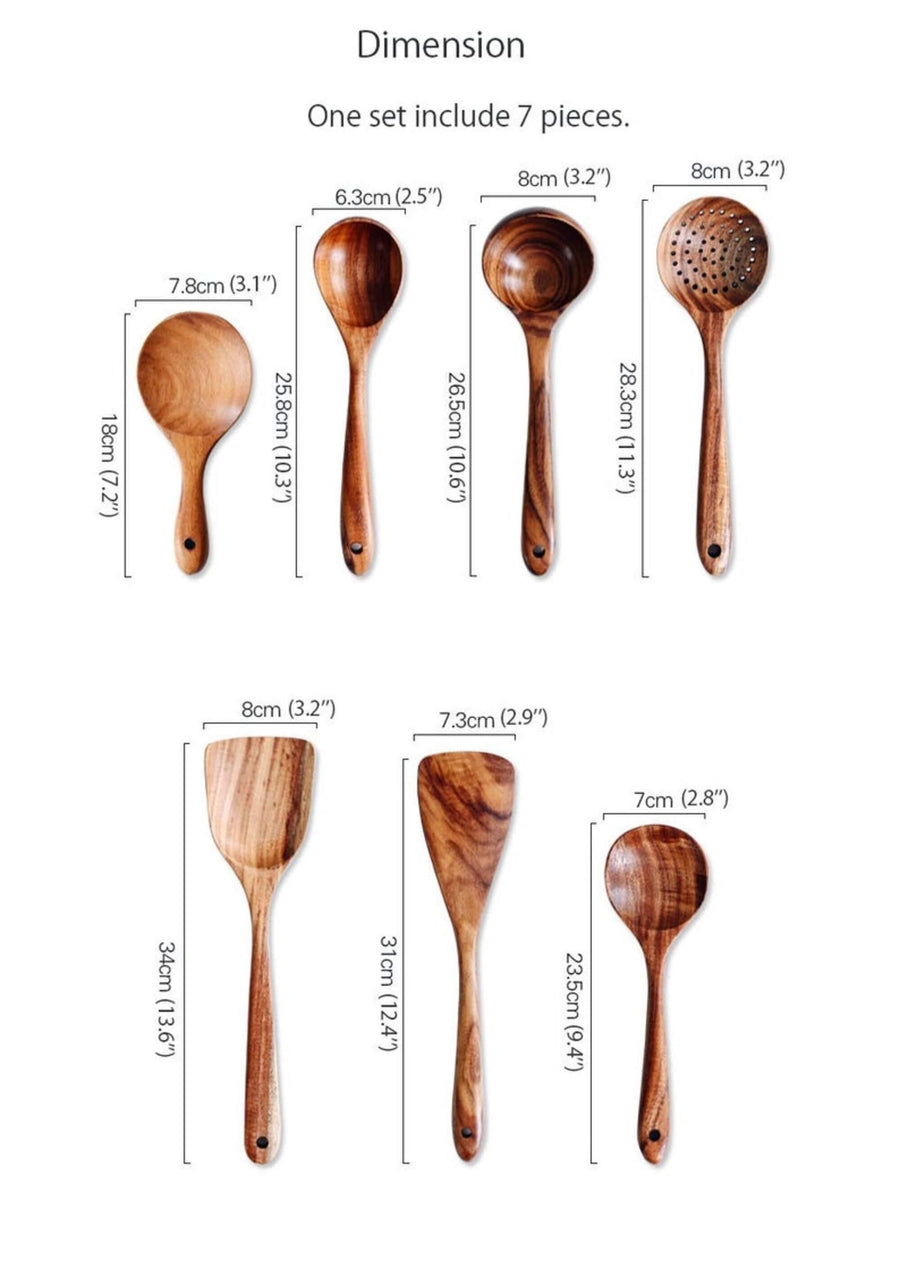 Wooden Cooking Utensil Set Handmade Teak Touch Premium Quality-Kitchen & Dining > Cooking Utensils-casanuva-casanuva