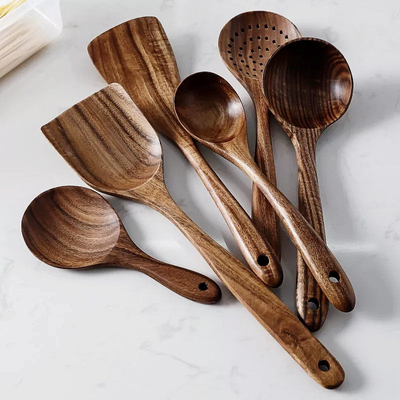 Wooden Cooking Utensil Set with Spatula Spoon and Turner-Kitchen & Dining > Cooking Utensils-casanuva-casanuva