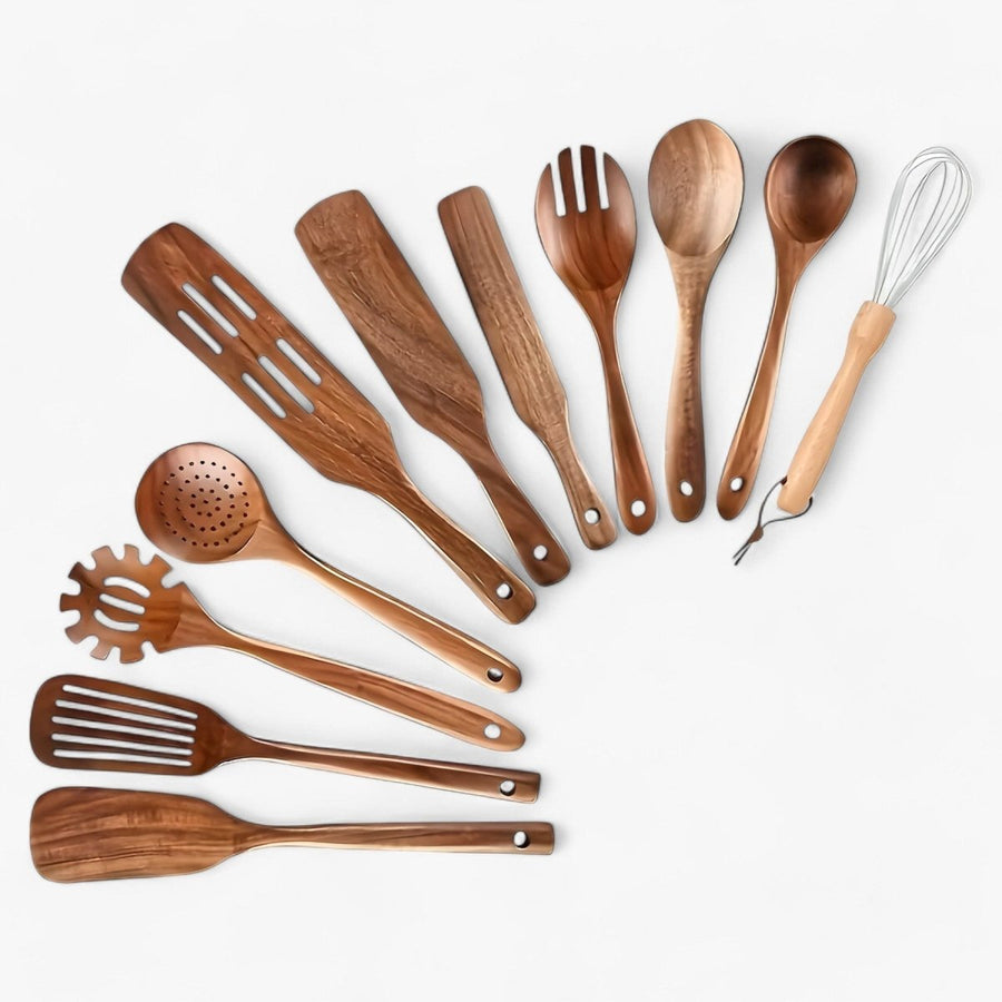 Wooden Kitchen Utensil Set 11 Piece Natural Cooking Tools-Kitchen & Dining > Cooking Utensils-casanuva-casanuva