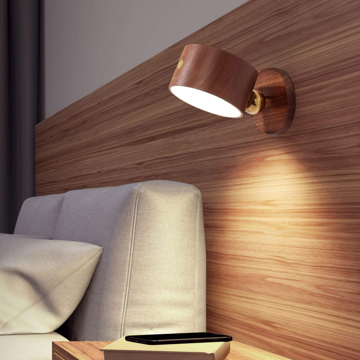 Wooden LED Night Light Rechargeable Touch Magnetic Wall Sconce Lamp-Lighting > Ambient Lighting-casanuva-casanuva