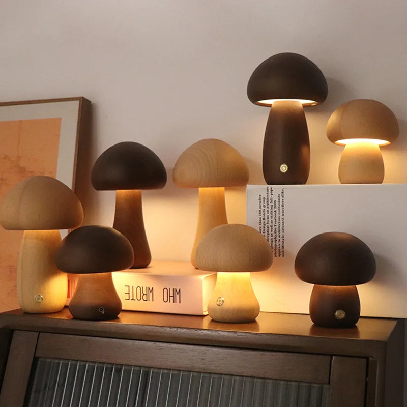 Wooden Mushroom Table Lamp-Lighting > Table Lamps-casanuva-casanuva
